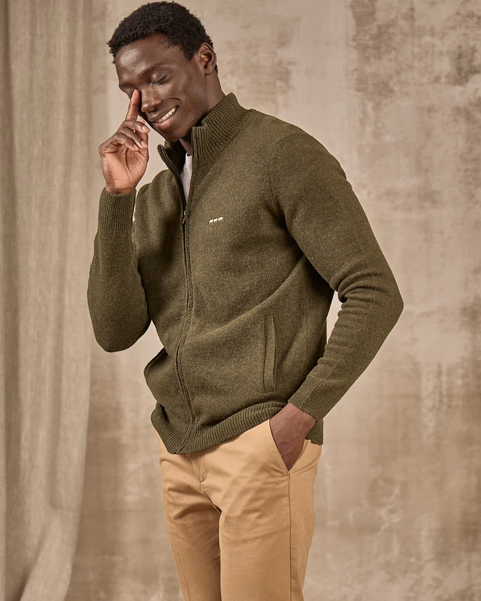Cardigan zippé col montant