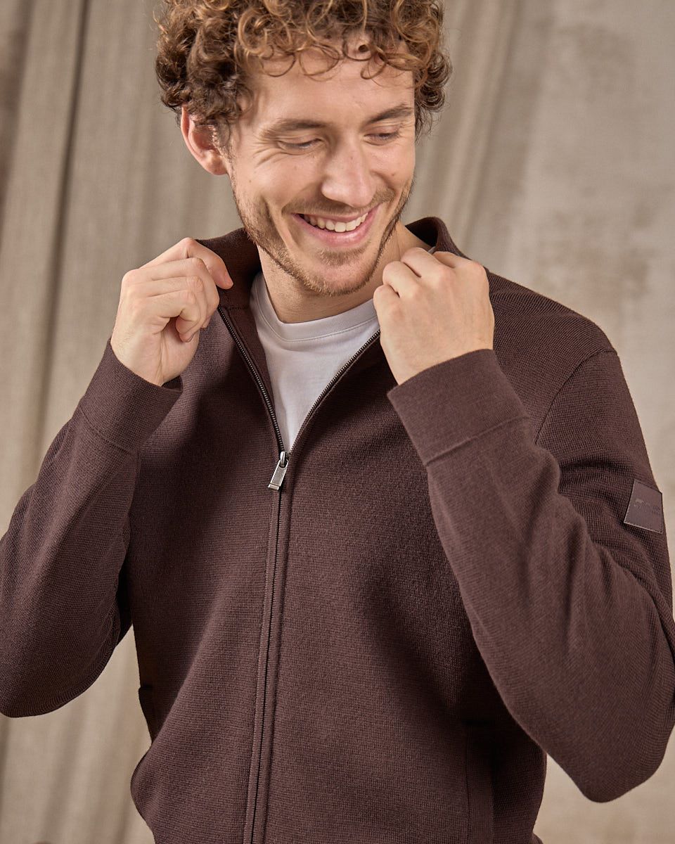 Cardigan zippé col montant
